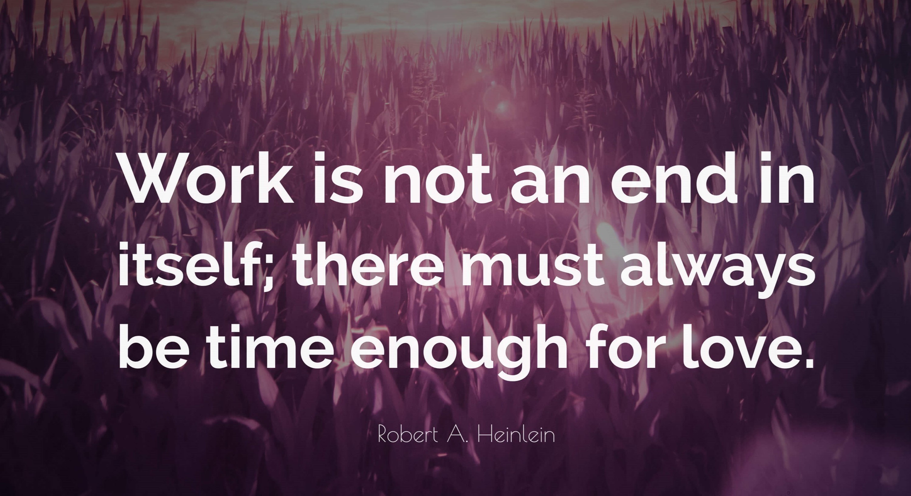 Work is not an end in itself; there must always be time enough for love.
